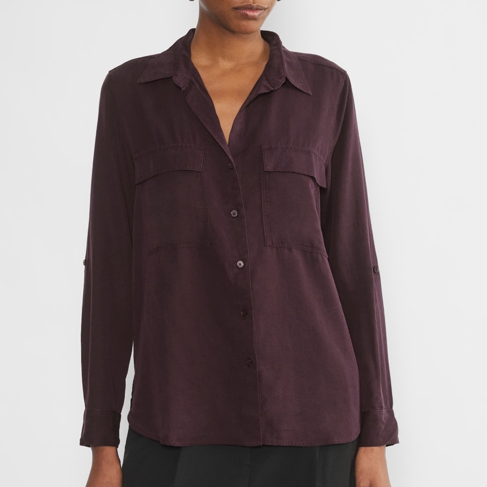 Aritzia Babaton Purple 100% Silk Button-Up Blouse Size XS - Picture 4 of 4